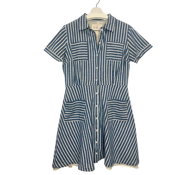 Women’s Myrtlewood of California Cotton Retro Shirt Dress 1X Striped Cottage - Picture 2 of 11